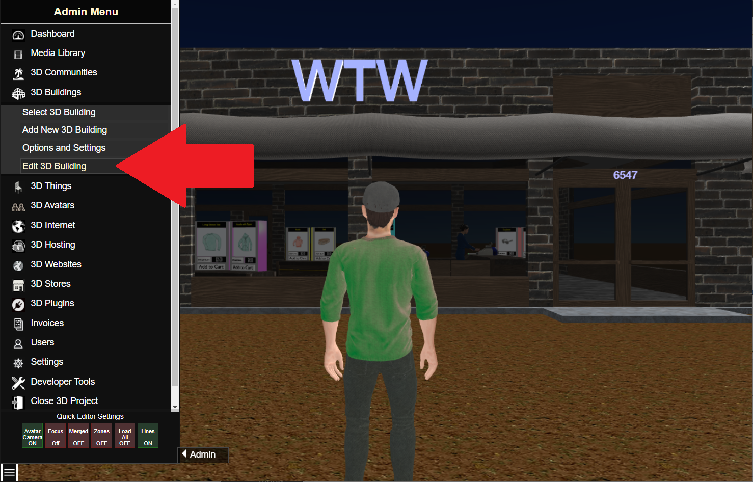 Admin Menu Edit 3D Building