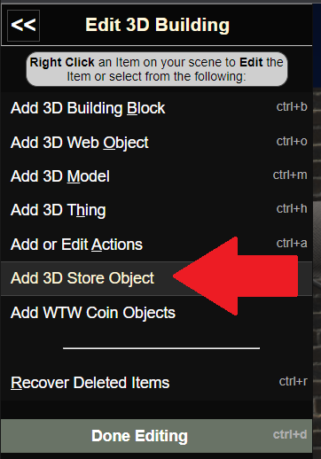 Add 3D Store Object