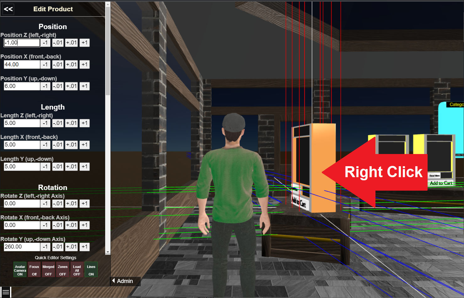 Right Click to Edit Product